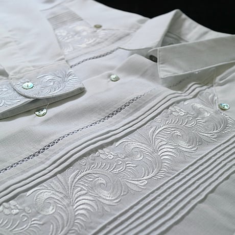 【お取り寄せ商品】【長袖】【袖刺繍】【IMP-101L-W】【 L/S GUAYAMISA】【 WHITE 】【 白 】