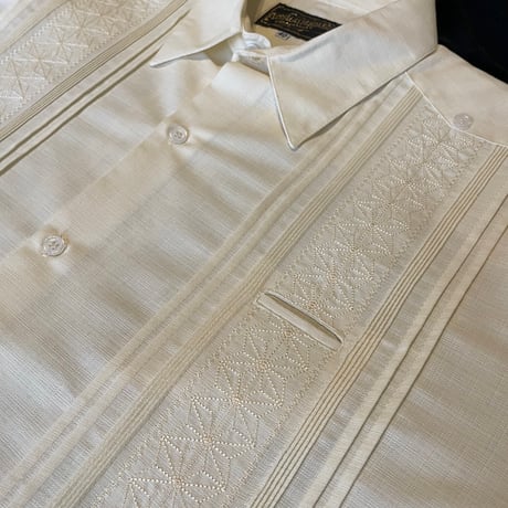 【長袖】【麻の葉柄】【 ESGS-10L-OF】【 L/S GUAYAMISA ASA 】【OFF WHITE】 【オフホワイト】