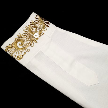 【お取り寄せ商品】【長袖】【袖刺繍】【IMP-101L-WG】【 L/S GUAYAMISA 】【 WHITE x GOLD 】【 白 x 金 】
