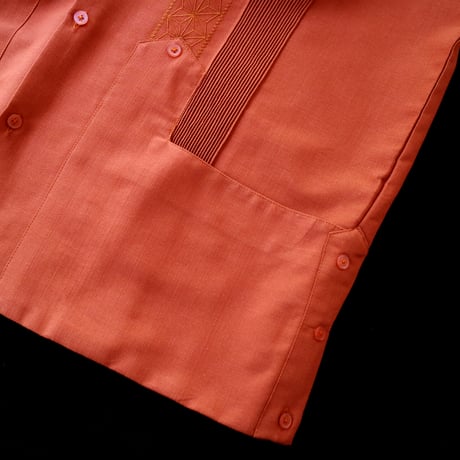 【2027年7月31日までにお届け】【受注生産】【長袖】【 ESGS-04L-OR 】【 L/S GUAYABERA 】【 REJILLADA ASA 】【 麻の葉柄 】【 ORANGE  】