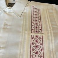 【半袖】【麻の葉柄】【 ESGS-10S-OFBU】【 S/S GUAYAMISA ASA 】【OFF WHITExBURGUNDY】