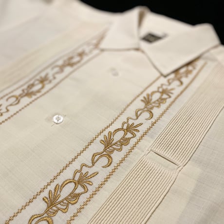 【2027年7月31日までにお届け】【受注生産】【ESG-20L-OFG】【REJILLADA 】【L/S GUAYABERA】【OFF WHITExGOLD】 【オフホワイトx金】