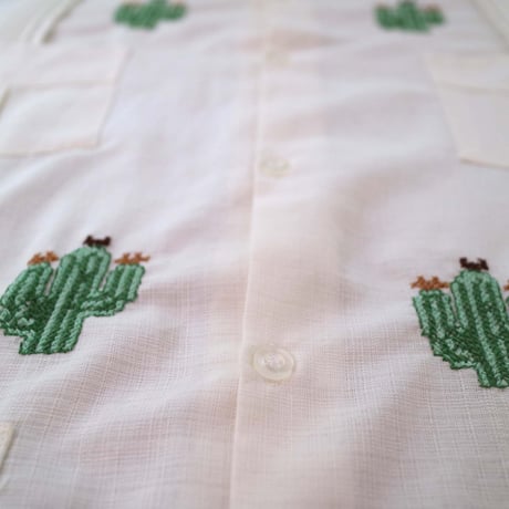 【2027年7月31日までにお届け】【受注生産】【長袖】【CACTUS 手刺繍】【HANDMADE】【CUBANA】】【 ESGP-106L-IV】【 L/S GUAYABERA】【IVORY】