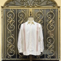 【予約商品】【長袖】【麻の葉柄】【 ESGS-10L-OFSBU【 L/S GUAYAMISA ASA 】【OFF WHITExBURGUNDY】 【オフホワイトx臙脂色】