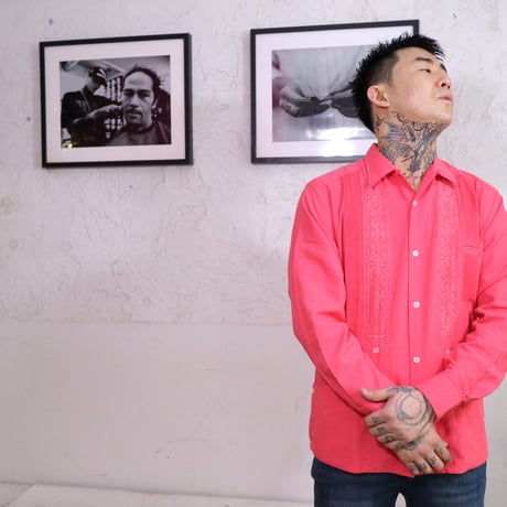 【2027年7月31日までにお届け】【受注生産】【長袖】【 ESG-01L-P 】【 L/S GUAYABERA 】【 REJILLADA 】【 PINK 】【 ピンク 】