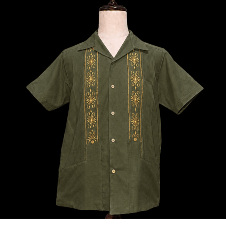 【予約商品】【半袖】【 ESG-01S-OLG 】【 S/S GUAYABERA 】【 REJILLADA 】【 OLIVE x GOLD 】【 オリーブ x 金 】