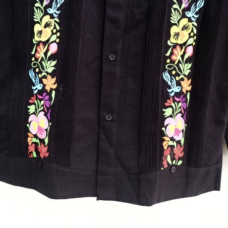 【お取り寄せ商品】【長袖】【ACAPULCO】【IMP-COL-102L-BM】【GUAYABERAS COLLI】【 L/S GUAYAMISA】【 BLACKxMULTI COLOR 】【 黒 】