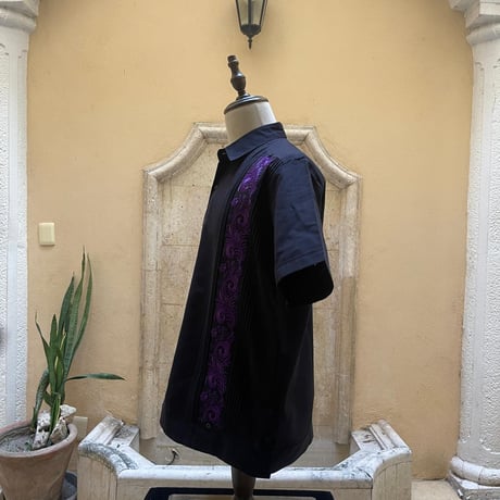 【半袖】【ESG-30S-BPU】【 S/S GUAYAMISA 】【BLACKxPURPLE】【 黒x紫 】