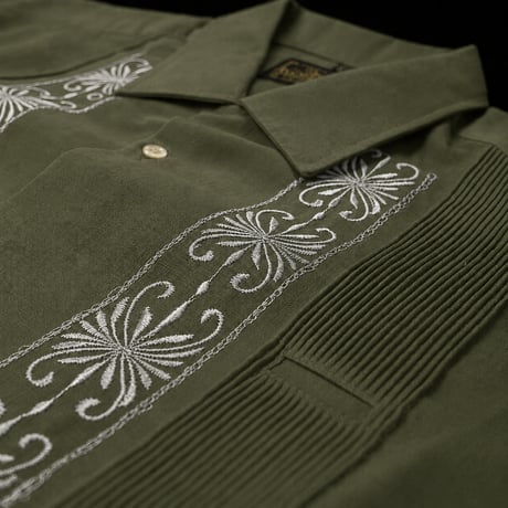 【予約商品】【半袖】【 ESG-01S-OLS 】【 S/S GUAYABERA 】【 REJILLADA 】【 OLIVE x SILVER 】【 オリーブ x 銀 】