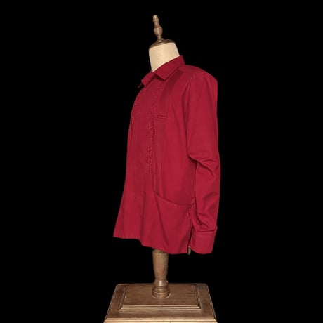 【ESG-20L-BU】【REJILLADA 】【L/S GUAYABERA】【BURGUINDY】 【臙脂色】