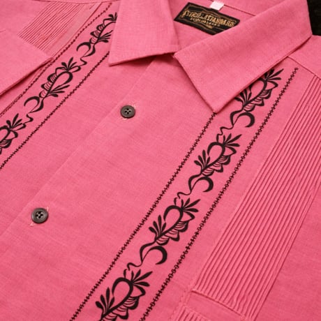【2027年7月31日までにお届け】【受注生産】【長袖】【 ESG-20L-RPB 】【 L/S GUAYABERA 】【 REJILLADA 】【 ROSE PINK x BLACK 】