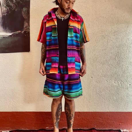 【7/31入荷】【2ピース✴︎一点物】【ESGG-01SS-8-MU】【S/S CAMISA & SHORTS】【SARAPE】【GUATEMALA】【MULTI COLOR】