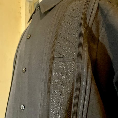 【2027年7月31日までにお届け】【受注生産】【長袖】【麻の葉柄】【 ESGS-10L-B】【 L/S GUAYAMISA ASA 】【BLACK】 【黒】