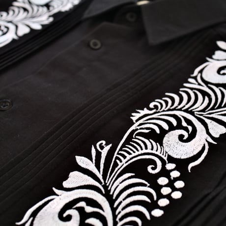 【お取り寄せ商品】【長袖】【IMP-COL-100L-B】【GUAYABERAS COLLI】【 L/S GUAYAMISA】【 BLACK x WHITE 】【 黒 x 白 】