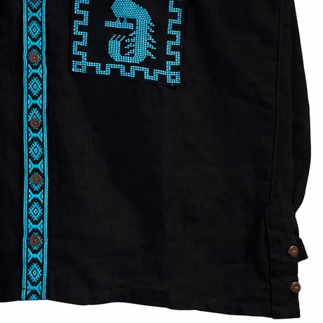 【長袖】【ESGG-QTZ-LS-BBL】【GUATEMALA】【 L/S QUETZAL SHIRTS】【BLACKxBLUE】【黒x青】