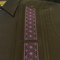 【半袖】【麻の葉柄】【 ESGS-10S-BPU】【 S/S GUAYAMISA ASA 】【BLACKxPURPLE】 【黒x紫】