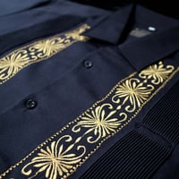 【予約商品】【 半袖 】【 ESG-01S-BG 】【 S/S GUAYABERA 】【 REJILLADA 】【 BLACK x GOLD 】【 黒 x 金 】