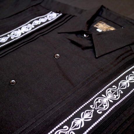 【半袖】【 ESG-32S-BW 】【 S/S GUAYABERA】【BLACK x WHITE】 【黒 x 白】