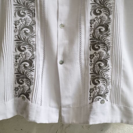 【お取り寄せ商品】【長袖】【袖刺繍】【IMP-101L-WS】【 L/S GUAYAMISA 】【 WHITE x SILVER 】【 白 x 銀 】