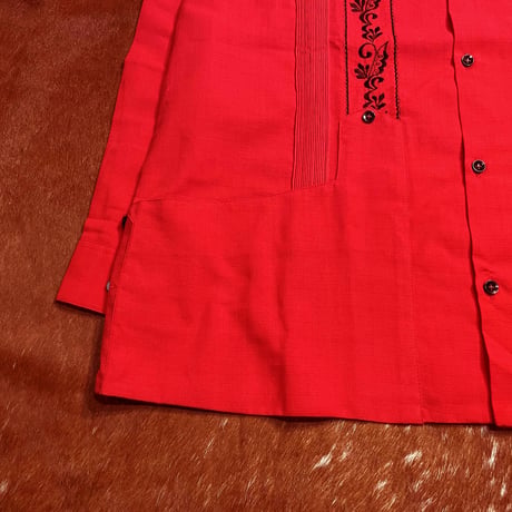 【2027年7月31日までにお届け】【受注生産】【長袖】【 ESG-20L-REB 】【 L/S GUAYABERA 】【 REJILLADA 】【 RED x BLACK 】【 赤 x 黒 】