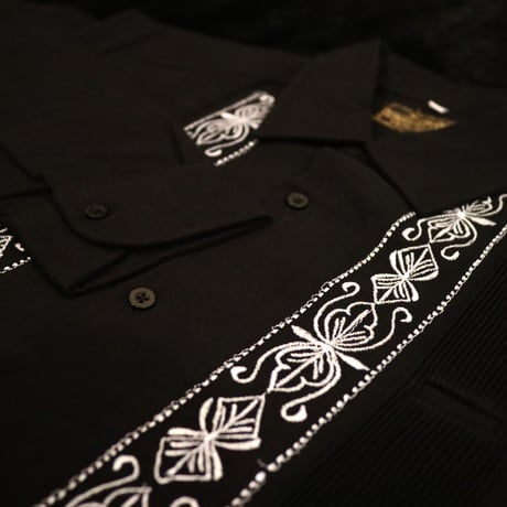 【2027年7月31日までにお届け】【受注生産】【 長袖 】【 ESG-01L-BW 】【 L/S GUAYABERA 】【 REJILLADA 】【 BLACK x WHITE 】