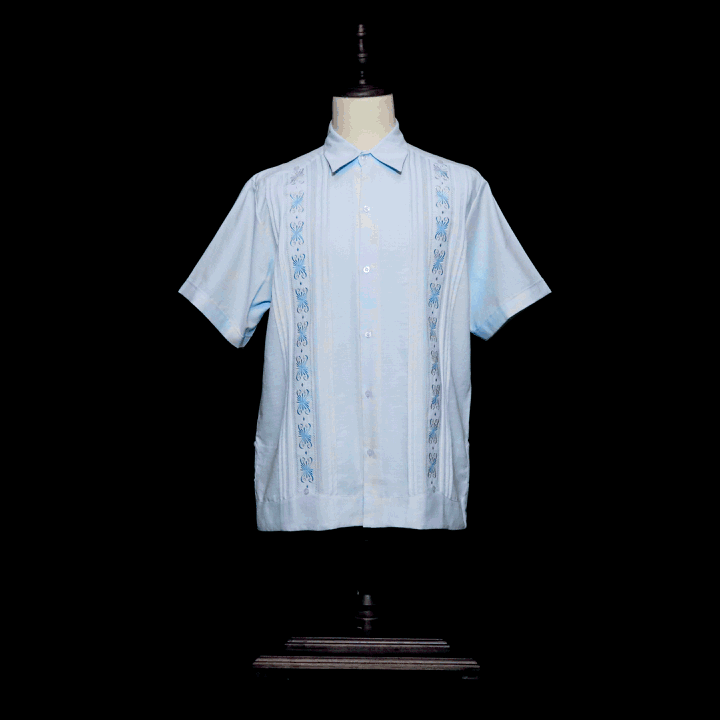 【半袖】【 ESG-34S-SA 】【 GUAYAMISA 】【COTTONxPOLYESTER】【 S/S GUAYABERA】【SAX BLUE 】【 水色 】