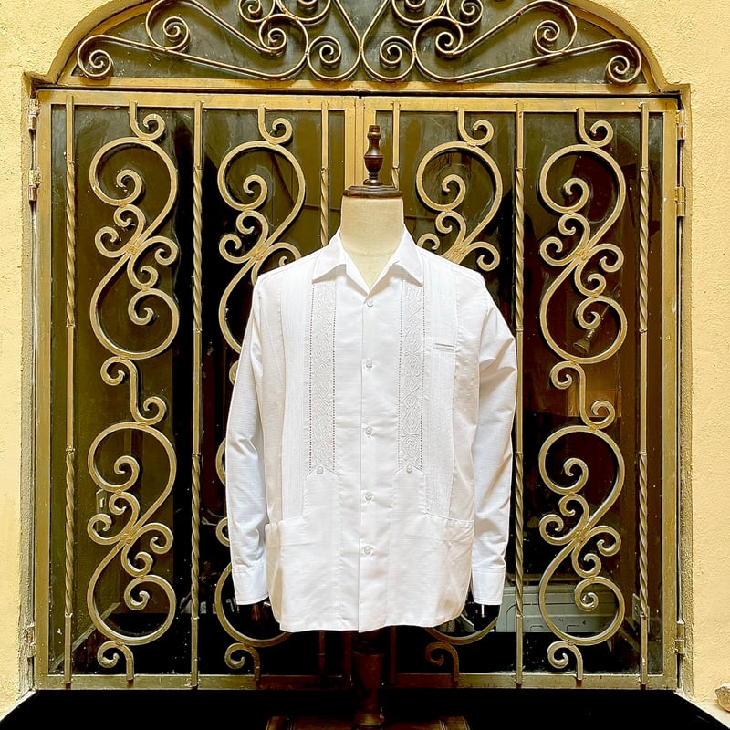 長袖】【 ESG-01L-W 】【 L/S GUAYABERA 】【 REJILLADA 】
