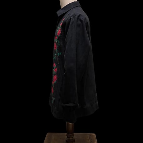 【長袖】【 ESG-10L-BR 】【薔薇 】【 ピックエッタ有り 】【 L/S GUAYAMISA 】【 ROSA 】【 BLACK x RED 】【 黒 x 赤 】