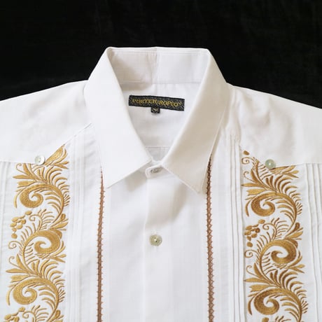【お取り寄せ商品】【長袖】【袖刺繍】【IMP-101L-WG】【 L/S GUAYAMISA 】【 WHITE x GOLD 】【 白 x 金 】