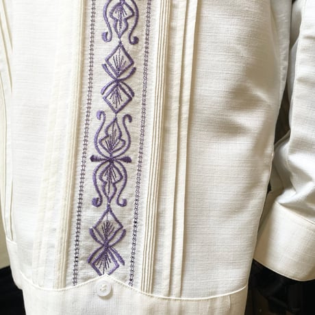 【長袖】【 ESG-32L-OFPU 】【 L/S GUAYAMISA 】【OFF WHITExPURPLE】 【オフホワイトx紫】