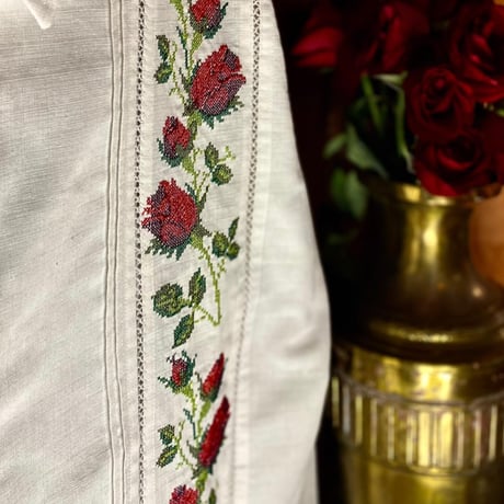【2027年7月31日までにお届け】【受注生産】【長袖】【 ESG-10L-WR 】【 L/S GUAYAMISA 】【 FLORES 】【 WHITE x RED 】【 白 x 赤 】