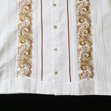 【お取り寄せ商品】【長袖】【袖刺繍】【IMP-101L-WG】【 L/S GUAYAMISA 】【 WHITE x GOLD 】【 白 x 金 】