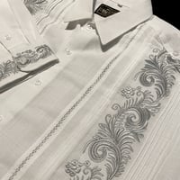 【予約商品】【長袖】【袖刺繍】【ESG-T30L-WS】【 L/S GUAYAMISA 】【WHITEx SILVER】【白x銀】