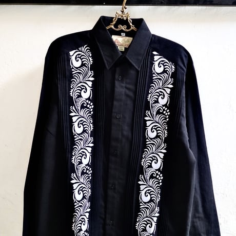 【お取り寄せ商品】【長袖】【IMP-COL-100L-B】【GUAYABERAS COLLI】【 L/S GUAYAMISA】【 BLACK x WHITE 】【 黒 x 白 】