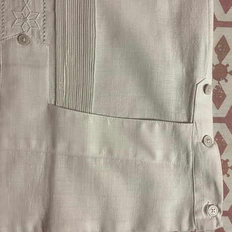 【2027年7月31日までにお届け】【受注生産】【長袖】【 ESGS-03L-W 】【 L/S GUAYABERA 】【 REJILLADA MOTA 】【 麻の葉柄 】【 WHITE 】【 白 】