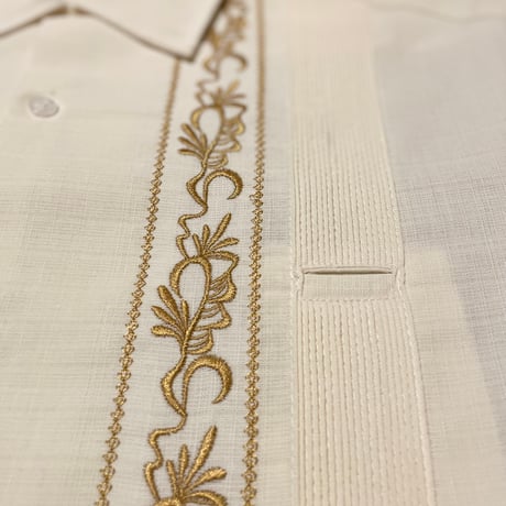 【2027年7月31日までにお届け】【受注生産】【ESG-20L-OFG】【REJILLADA 】【L/S GUAYABERA】【OFF WHITExGOLD】 【オフホワイトx金】