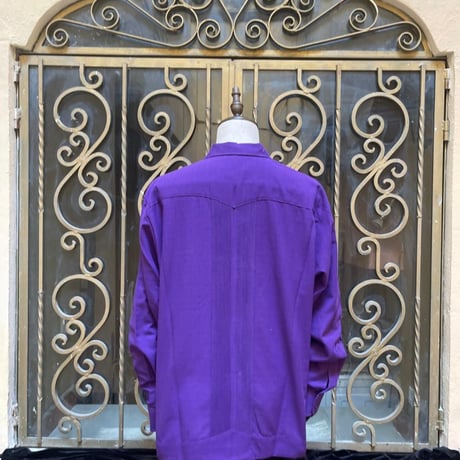 【2027年7月31日までにお届け】【受注生産】【長袖】【 ESGS-03L-PUJA 】【 L/S GUAYABERA 】【REJILLADA MOTA】【麻の葉柄】【PURPLExJADE】