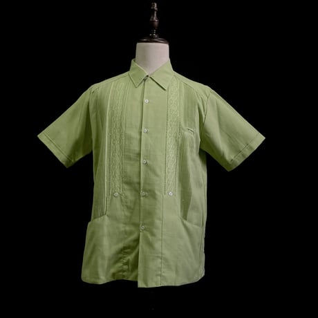 【予約】【半袖】【サイズ38(L)】【IMP-DLEO-01S-PIS-2】【GUAYABERAS DLEO】【 S/S REJILLADA】【PICTACHIO】