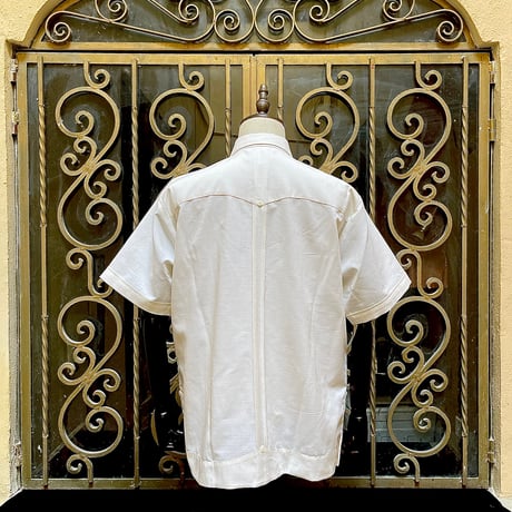 【半袖】【麻の葉柄】【 ESGS-10S-OFBU】【 S/S GUAYAMISA ASA 】【OFF WHITExBURGUNDY】