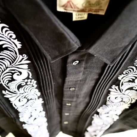 【お取り寄せ商品】【長袖】【IMP-COL-100L-B】【GUAYABERAS COLLI】【 L/S GUAYAMISA】【 BLACK x WHITE 】【 黒 x 白 】