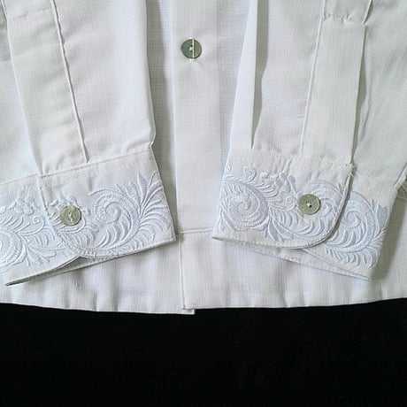 【お取り寄せ商品】【長袖】【袖刺繍】【IMP-101L-W】【 L/S GUAYAMISA】【 WHITE 】【 白 】