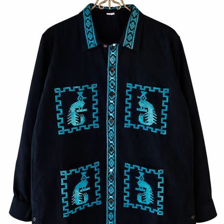【長袖】【ESGG-QTZ-LS-BBL】【GUATEMALA】【 L/S QUETZAL SHIRTS】【BLACKxBLUE】【黒x青】