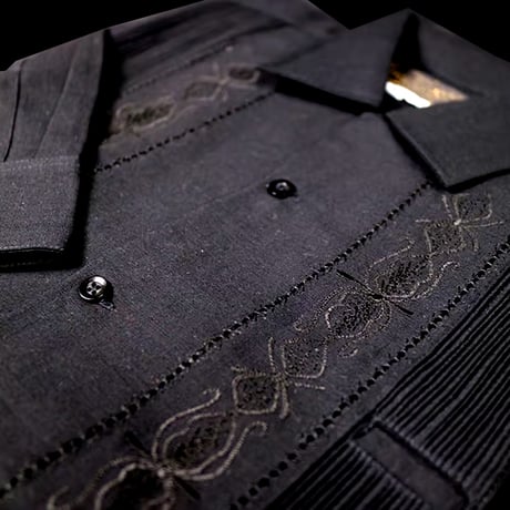 【2027年7月31日までにお届け】【受注生産】【長袖】【 ESG-01L-B 】【 L/S GUAYABERA 】【 REJILLADA 】【 BLACK 】【 黒 】