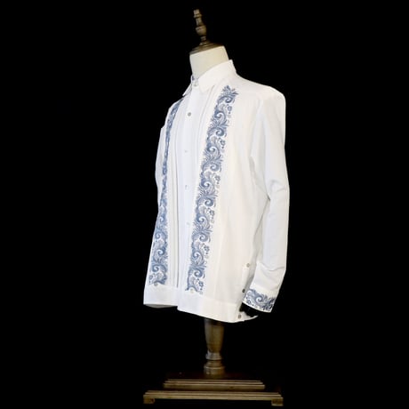 【お取り寄せ商品】【長袖】【袖刺繍】【IMP-101L-WBL】【 L/S GUAYABERA】【WHITE x BLUE 】【 白 x 青 】