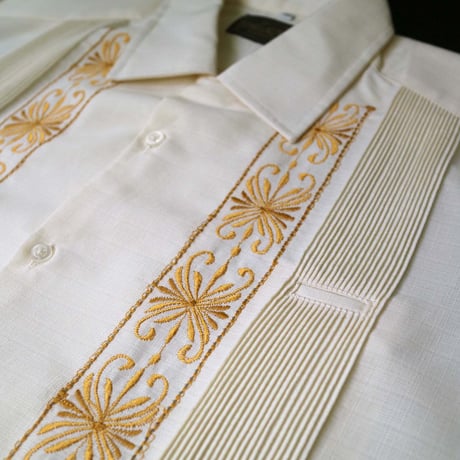 【予約商品】【半袖】【 ESG-01S-OFG 】【 S/S GUAYABERA 】【 REJILLADA 】【 OFF WHITE x GOLD 】【 オフホワイト x 金 】