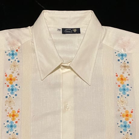 【長袖】【ESG-123L-WM 】 【 花柄 】【 L/S GUAYAMISA】【 WHITE 】 【 白 】