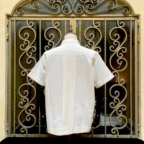 【2月〜3月納期】【受注生産】【半袖】【 ESGS-04S-W 】【 S/S GUAYABERA 】【 REJILLADA ASA 】【 麻の葉柄 】【 WHITE 】【白】