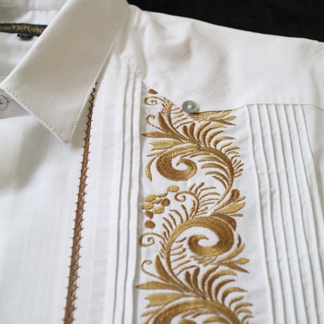 【お取り寄せ商品】【長袖】【袖刺繍】【IMP-101L-WG】【 L/S GUAYAMISA 】【 WHITE x GOLD 】【 白 x 金 】