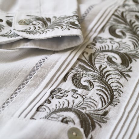 【お取り寄せ商品】【長袖】【袖刺繍】【IMP-101L-WS】【 L/S GUAYAMISA 】【 WHITE x SILVER 】【 白 x 銀 】