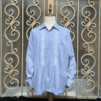 【長袖】【 ESG-01LP-CIW 】【 REJILLADA CIPRE 】【 ポリエステル 】【 CIELO x WHITE 】